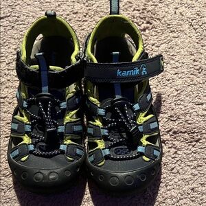 Kamik Kids' Black and Lime Green Adventure Sandals